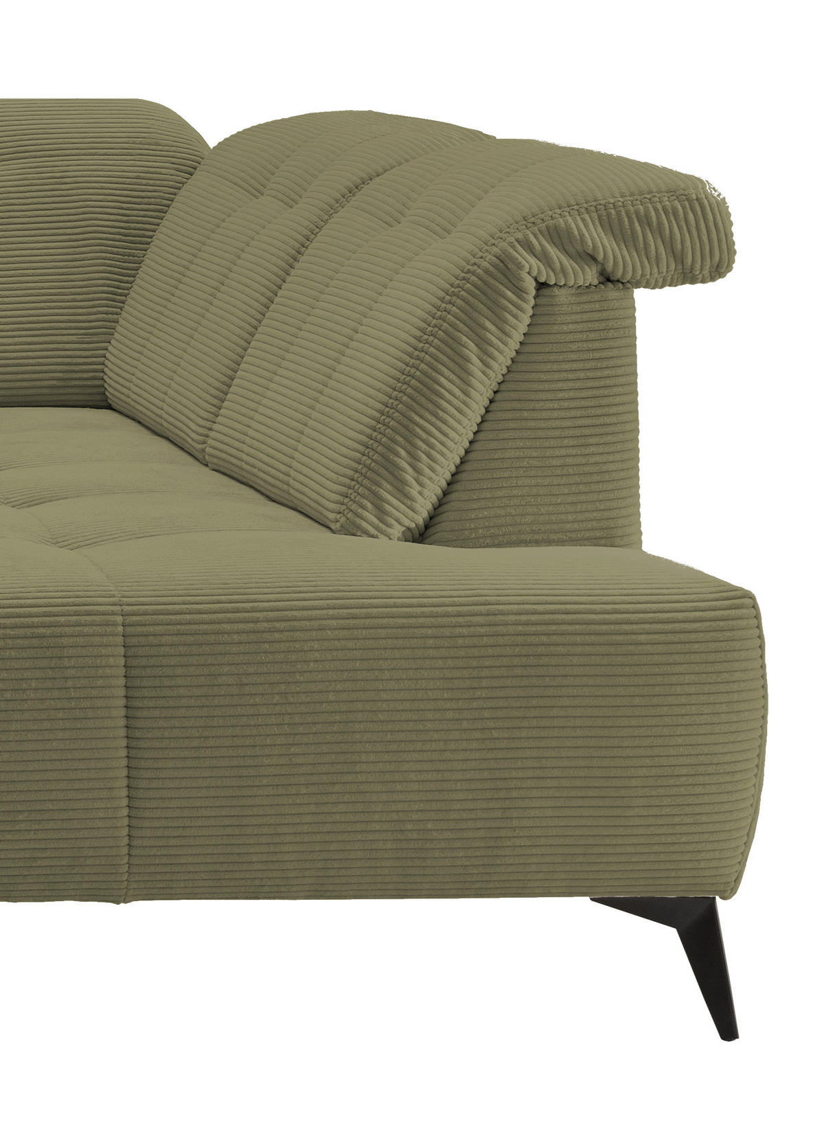 WOHNLANDSCHAFT SANO Olivgrün Cord  - Schwarz/Olivgrün, MODERN, Textil/Metall (180/337/200cm) - Livetastic