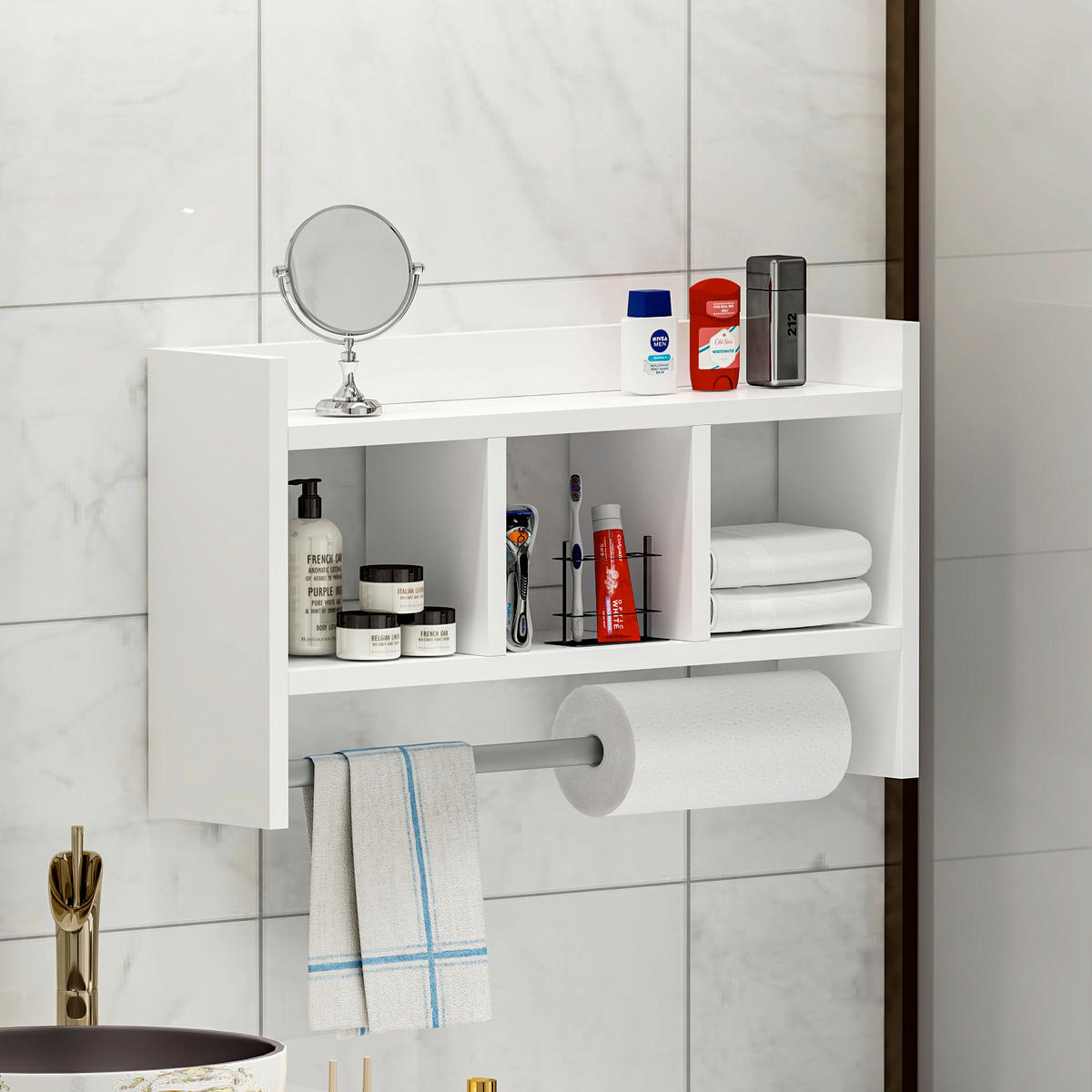 KÖKSHYLLA 64/35/15 cm  i vit  - vit, Design, trämaterial (64/35/15cm) - Livetastic