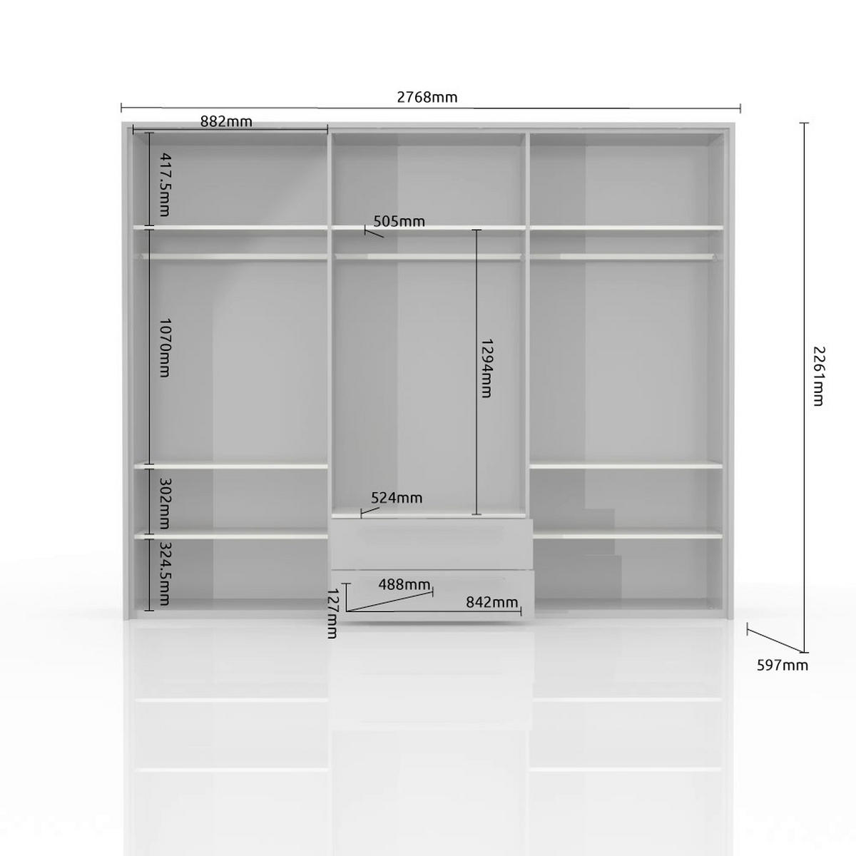 ORMAR SA KLASIČNIM VRATIMA bela, bela visoki sjaj  227/226/60 cm  - bela visoki sjaj/bela, Dizajnerski, pločasti materijal/plastika (227/226/60cm)