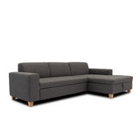 ECKSCHLAFSOFA SUGAR Schwarz Webstoff  - Chromfarben/Schwarz, Basics, Textil/Metall (266/162cm) - MID.YOU
