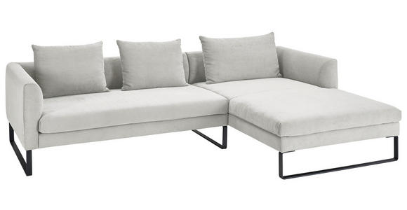 ECKSOFA  in Cord Hellgrau  284/178 cm  - Hellgrau/Schwarz, KONVENTIONELL, Textil/Metall (284/178cm) - Hom`in