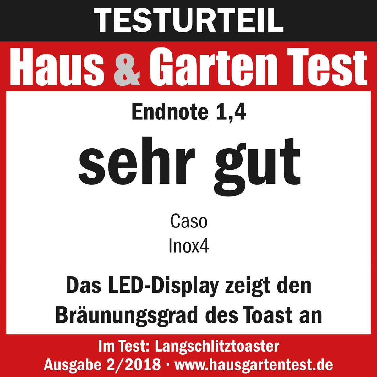 TOASTER  - Chromfarben/Schwarz, Basics, Kunststoff/Metall (42/20/20cm) - CASO Design