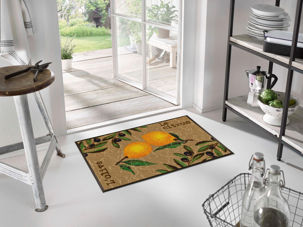 DVEŘNÍ ROHOŽKA, 50/75 cm - zelená/žlutá, Konvenční, textil/plast (50/75cm) - Esposa