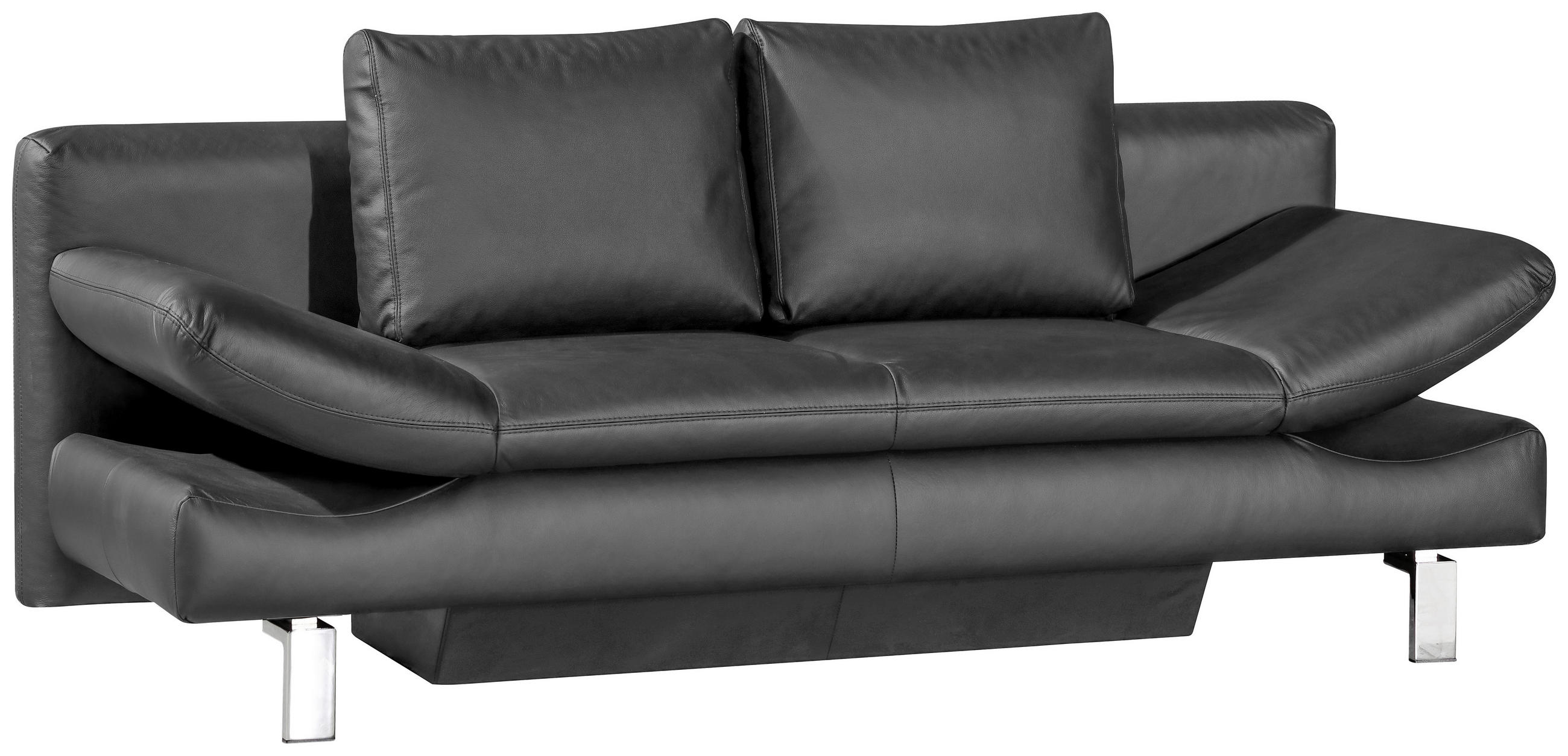 SCHLAFSOFA Echtleder Dunkelgrau  - Dunkelgrau, Design, Leder/Metall (214/90/93cm) - Novel