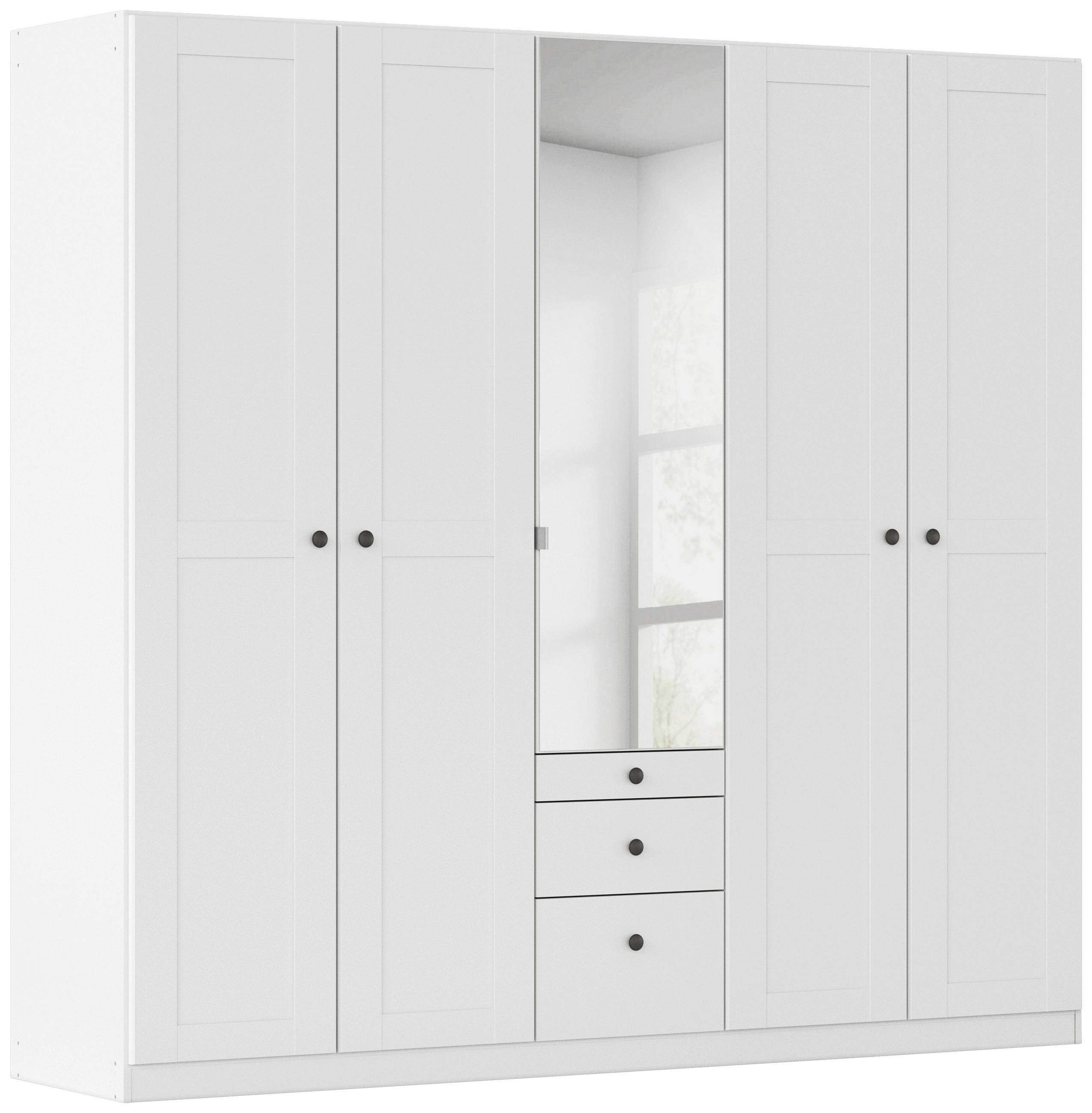 DREHTÜRENSCHRANK 226/210/54 cm,  in Weiß, 5-türig  - Schwarz/Weiß, KONVENTIONELL, Glas/Holzwerkstoff (226/210/54cm) - home24