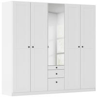 DREHTÜRENSCHRANK 226/210/54 cm,  in Weiß, 5-türig  - Schwarz/Weiß, KONVENTIONELL, Glas/Holzwerkstoff (226/210/54cm) - home24