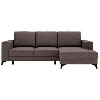 ECKSOFA Braun Flachgewebe  - Schwarz/Braun, Design, Textil/Metall (244/156cm) - Livetastic
