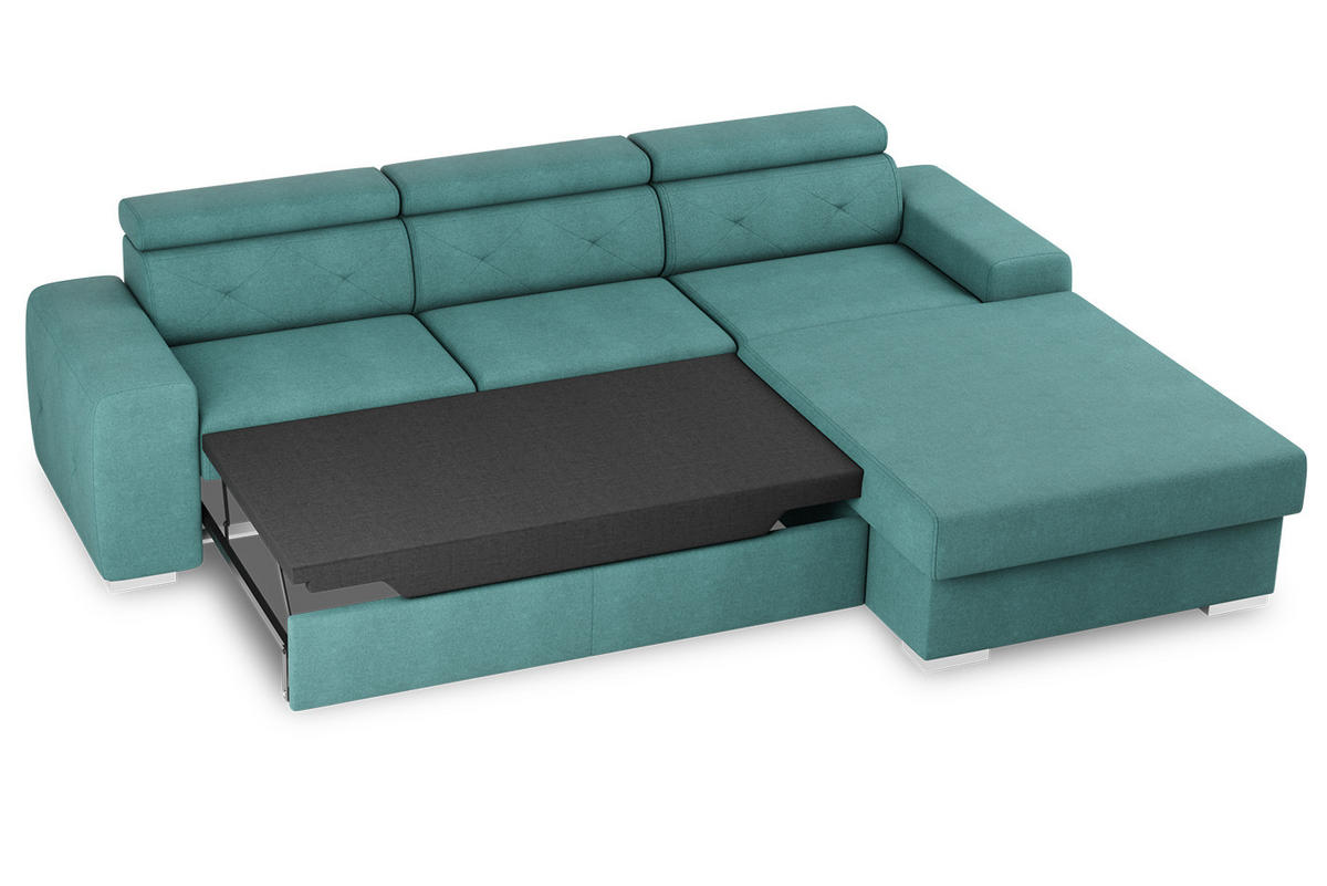 ECKSCHLAFSOFA in Grün Textil   - Silberfarben/Grün, Design, Textil (296/195cm) - MID.YOU