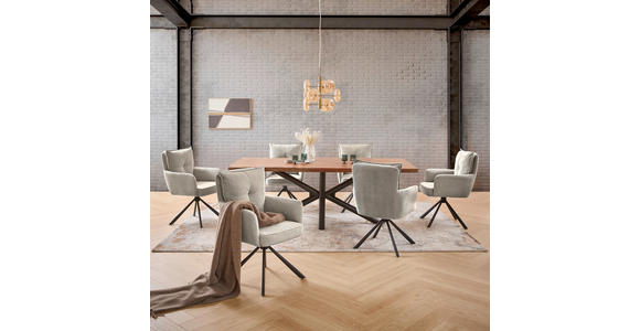 ARMLEHNSTUHL  Stoffauswahl, inklusive Armlehnen, Sitzfläche 180° drehbar Cord  - Hellbraun/Schwarz, Design, Textil/Metall (60/95/67cm) - Novel