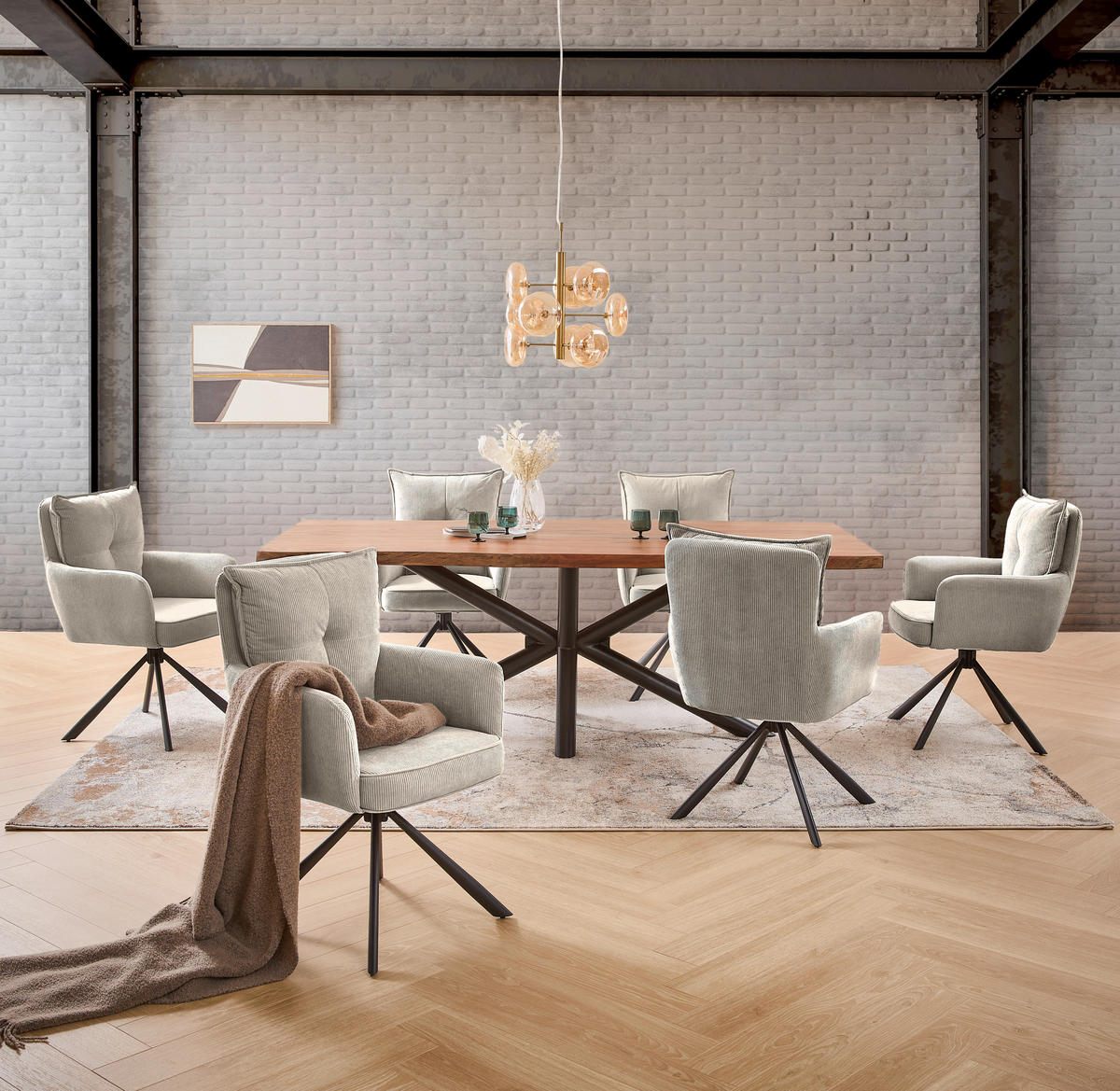 ARMLEHNSTUHL  in Eisen Cord  - Hellbraun/Schwarz, Design, Textil/Metall (60/95/67cm) - Novel