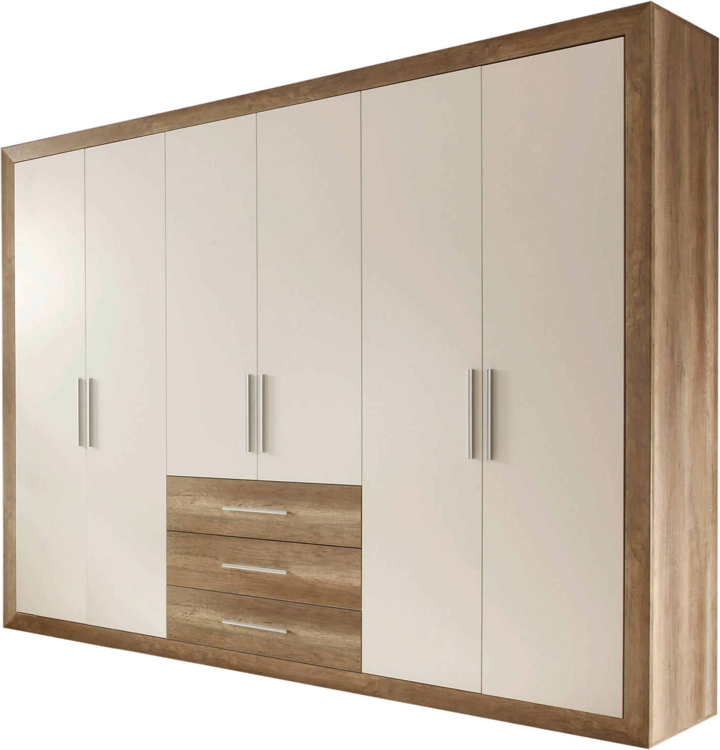 OMARA S KLASIČNIMI VRATI, bela, barve hrasta  - srebrne barve/barve hrasta, Design, umetna masa/leseni material (289/225/59cm) - Venda