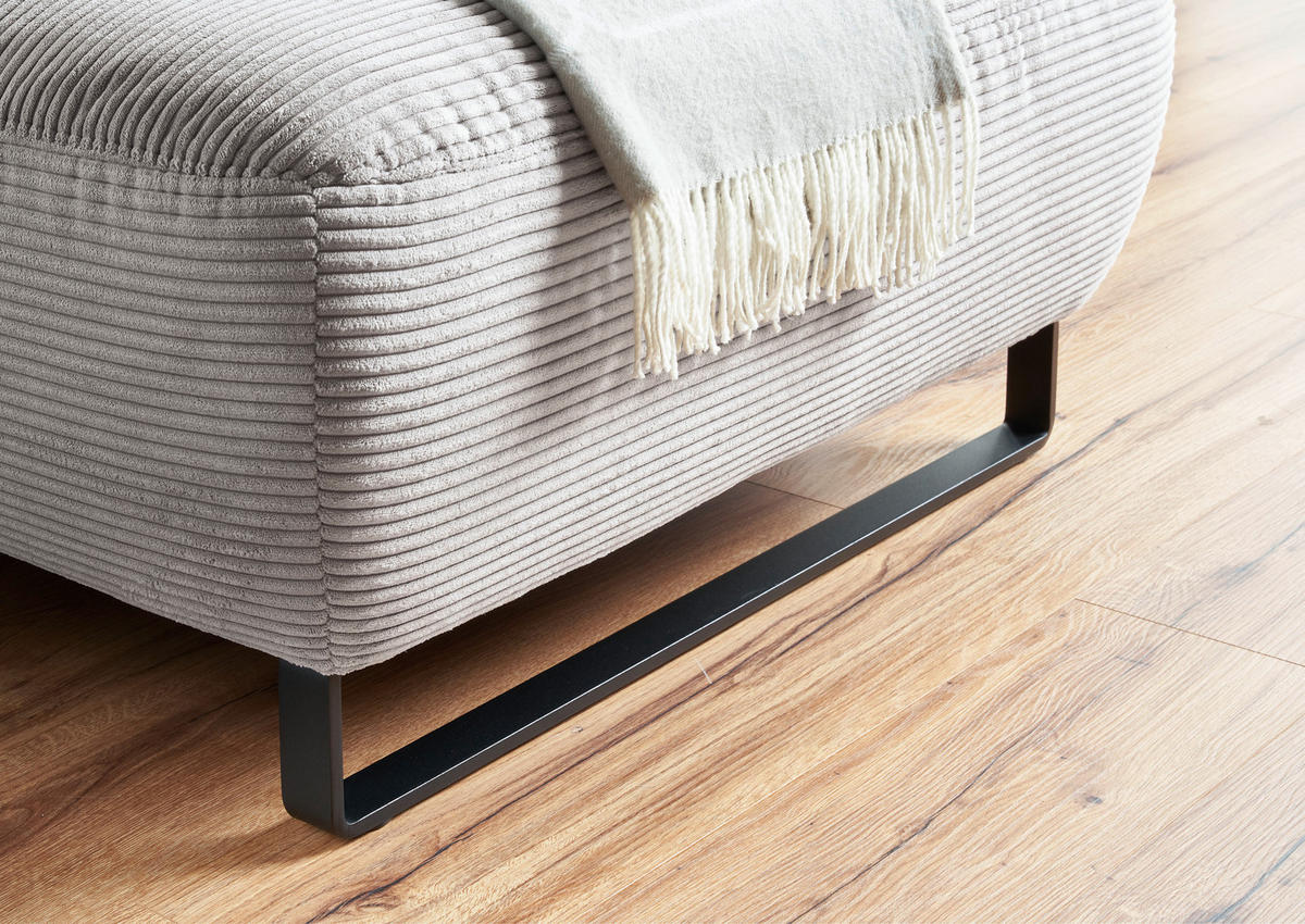 ECKSOFA in Cord Grau  - Schwarz/Grau, Konventionell, Textil/Metall (266/180cm) - Hom`in