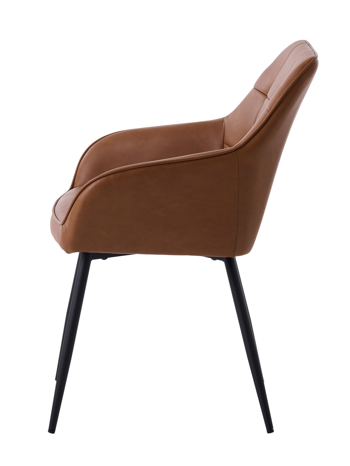 ARMLEHNSTUHL-SET 2 Stück  in Lederlook  - Cognac/Schwarz, MODERN, Textil/Metall (58/84/59,5cm) - Livetastic