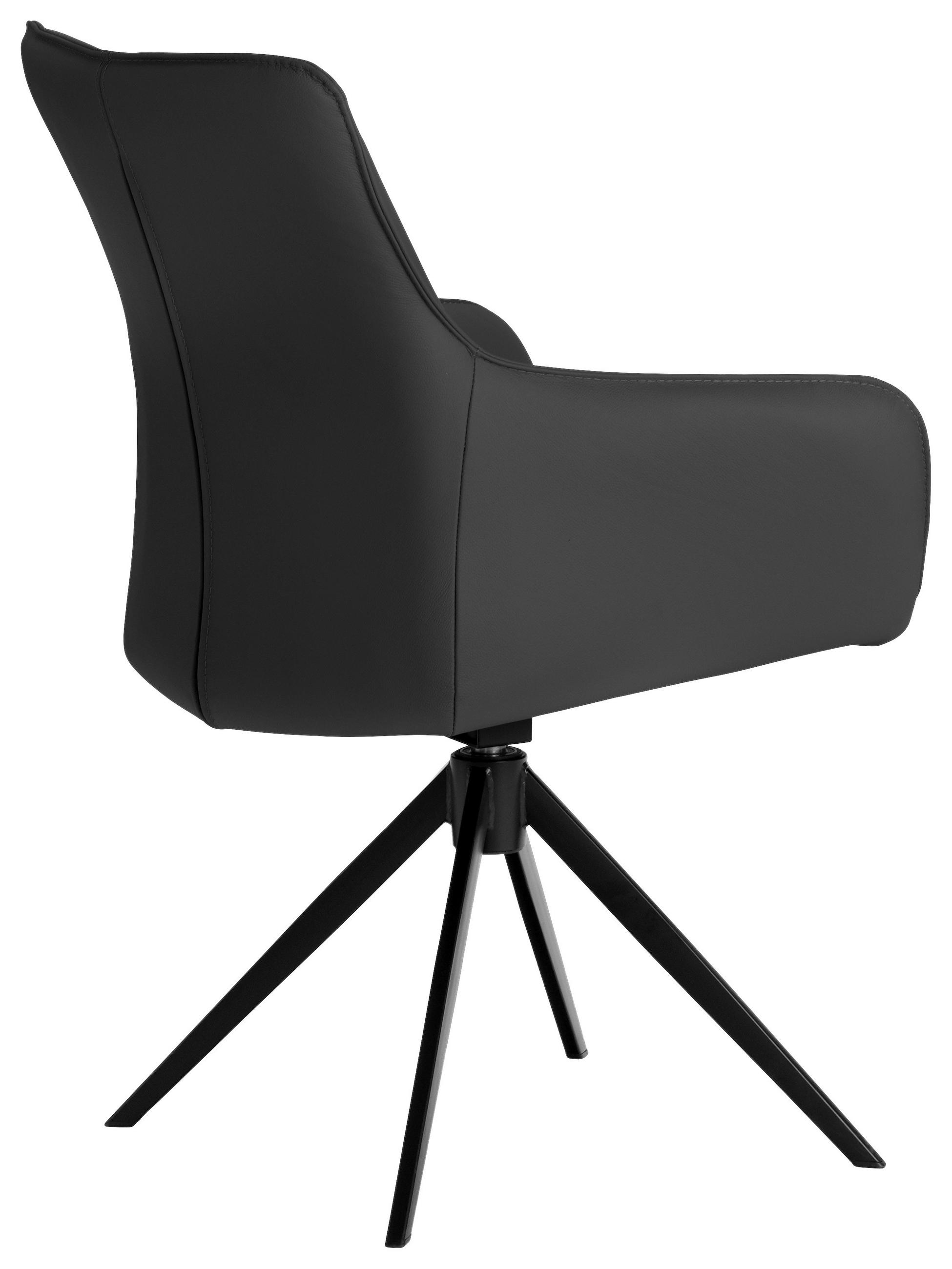 STOLICA SA RUKONASLONOM crna - crna, Dizajnerski, koža/metal (64/87/60cm) - Novel