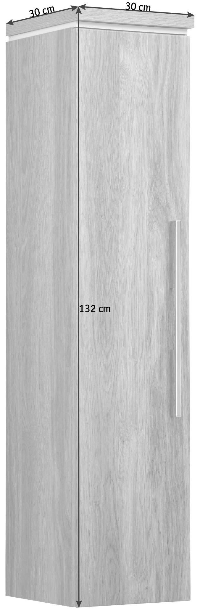 MIDISCHRANK 30/132/30 cm  - Chromfarben/Eichefarben, Design, Glas/Holzwerkstoff (30/132/30cm) - Novel