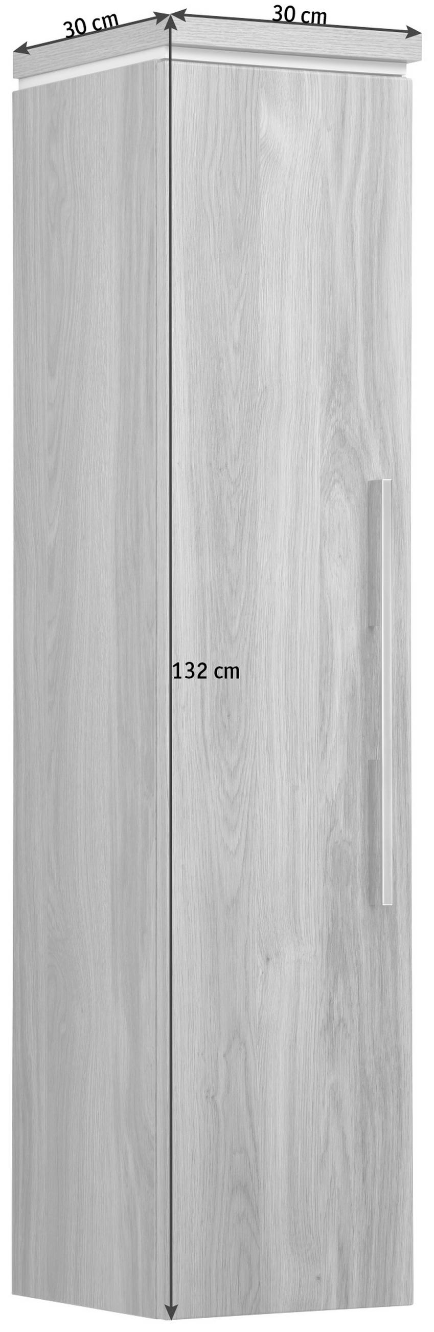 MIDISCHRANK 30/132/30 cm  - Chromfarben/Eichefarben, Design, Glas/Holzwerkstoff (30/132/30cm) - Novel
