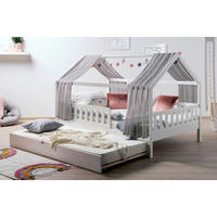 HAUSBETT 100/200 cm,  in Grau, Weiß  - Naturfarben/Weiß, MODERN, Holz/Textil (100/200cm) - MID.YOU