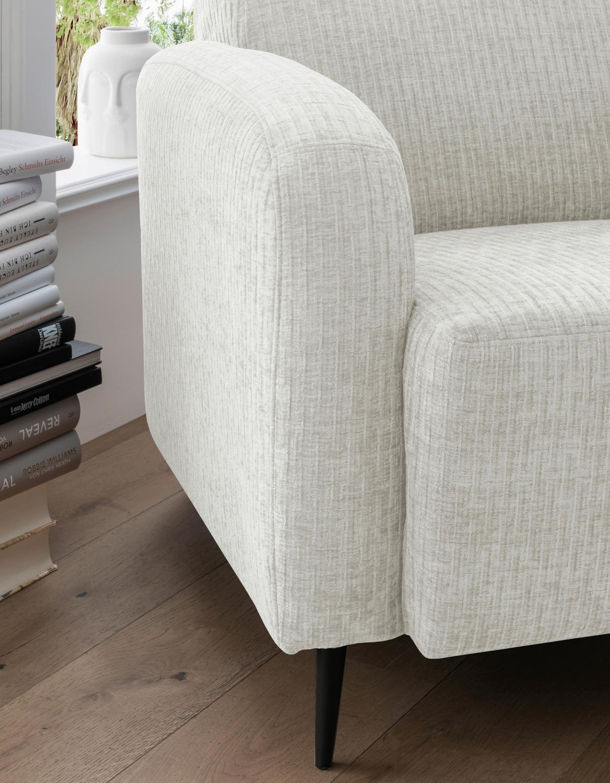 SESSEL in Velours Weiss  - Weiss/Schwarz, Modern, Textil/Metall (85/76/90cm) - Livetastic