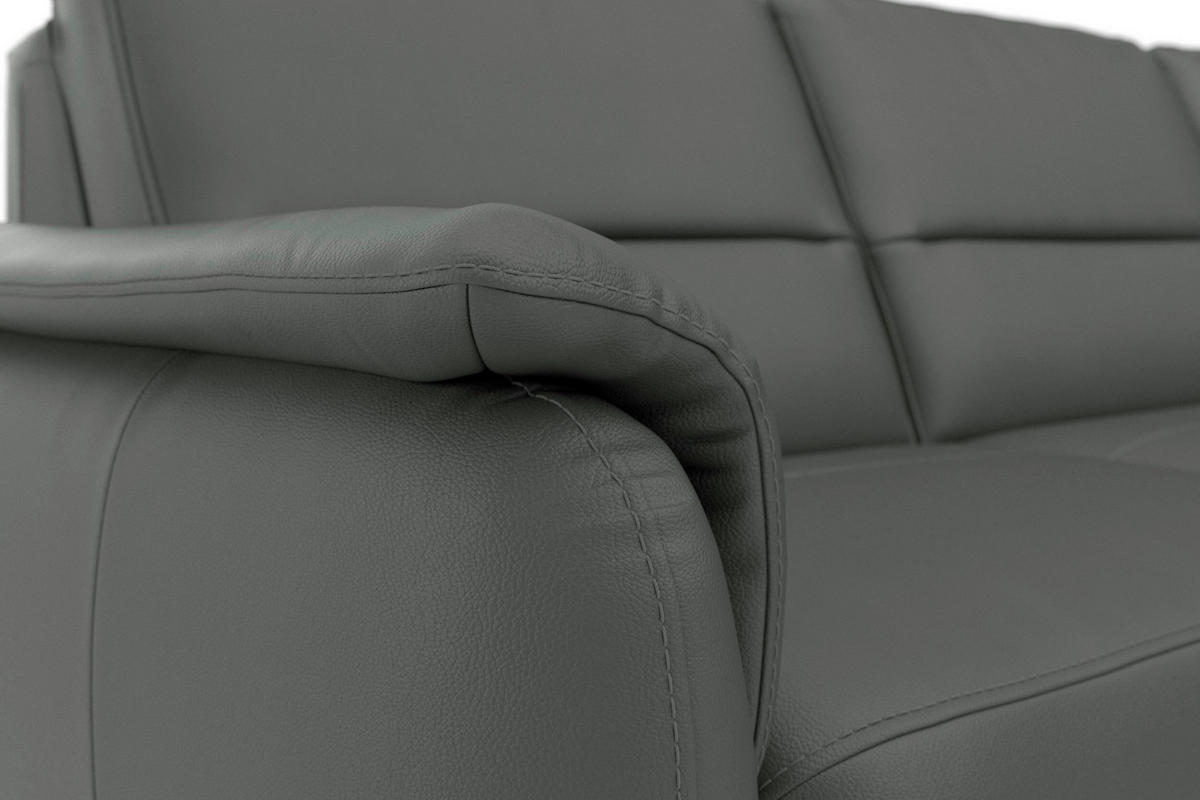 ECKSOFA PALMERA E Anthrazit Echtleder  - Eichefarben/Anthrazit, Basics, Leder/Holz (244/163cm) - Sit & More