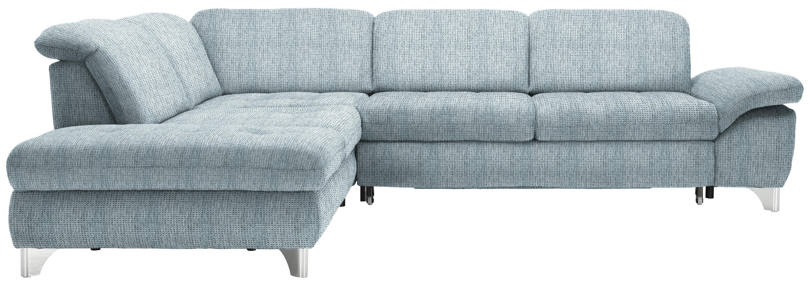 ECKSOFA Türkis Webstoff  - Türkis/Alufarben, Design, Textil/Metall (260/319cm) - Beldomo Style