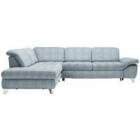 ECKSOFA in Webstoff Türkis  - Türkis/Alufarben, Design, Textil/Metall (260/319cm) - Beldomo Style