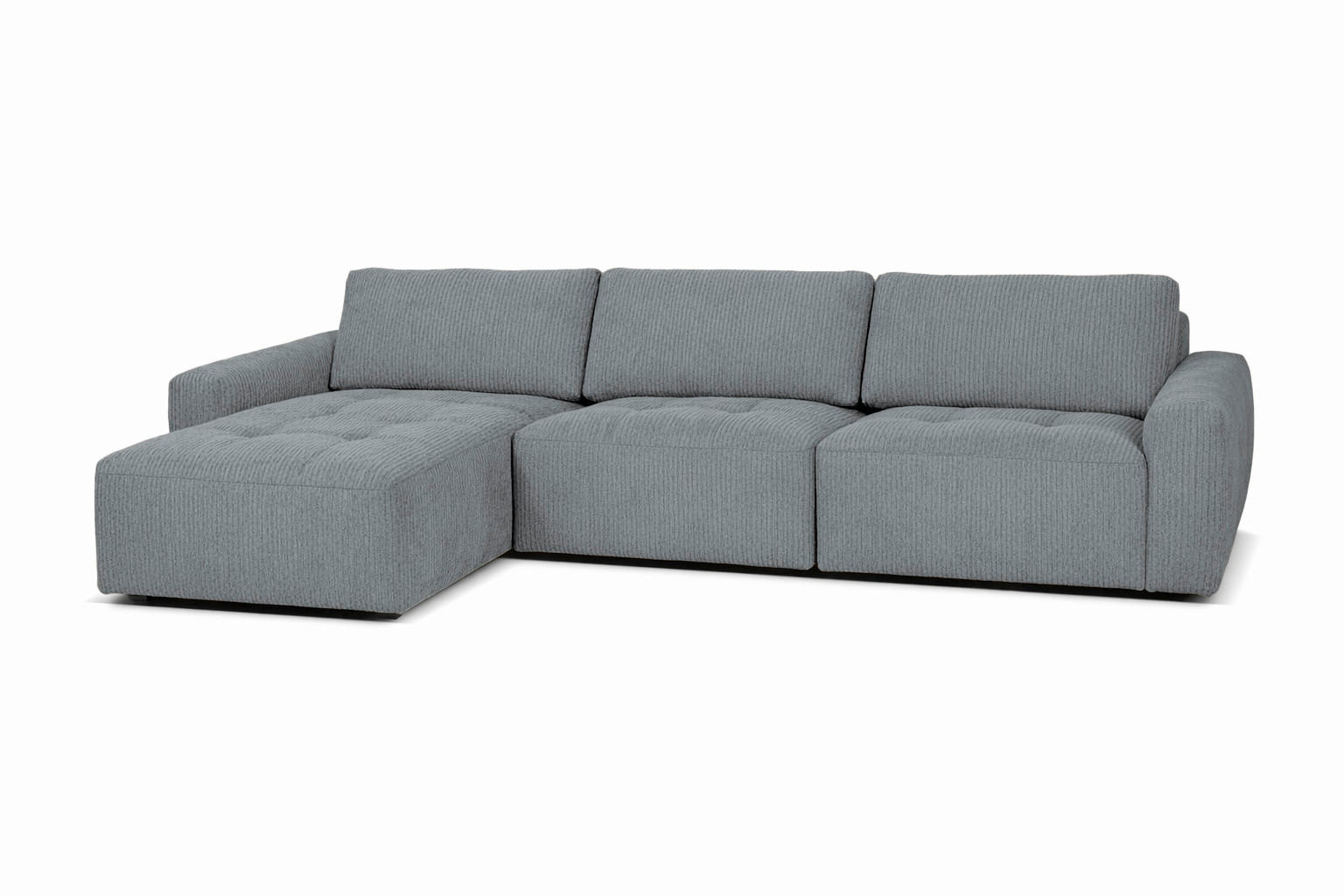 ECKSOFA MAZA Grau Cord  - Schwarz/Grau, Design, Textil (179/316cm) - Livetastic
