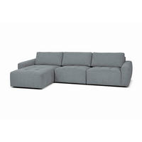 ECKSOFA MAZA Grau Cord  - Schwarz/Grau, Design, Textil (179/316cm) - Livetastic