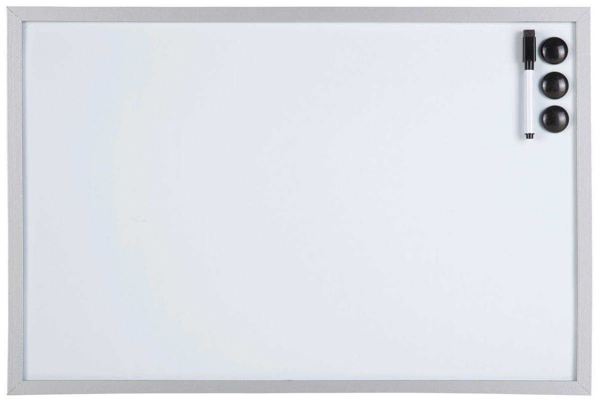 MAGNETICKÁ TABUĽA, drevo, plast, 60/40/1,5 cm  - čierna/strieborná, Basics, drevo/plast (60/40/1,5cm)