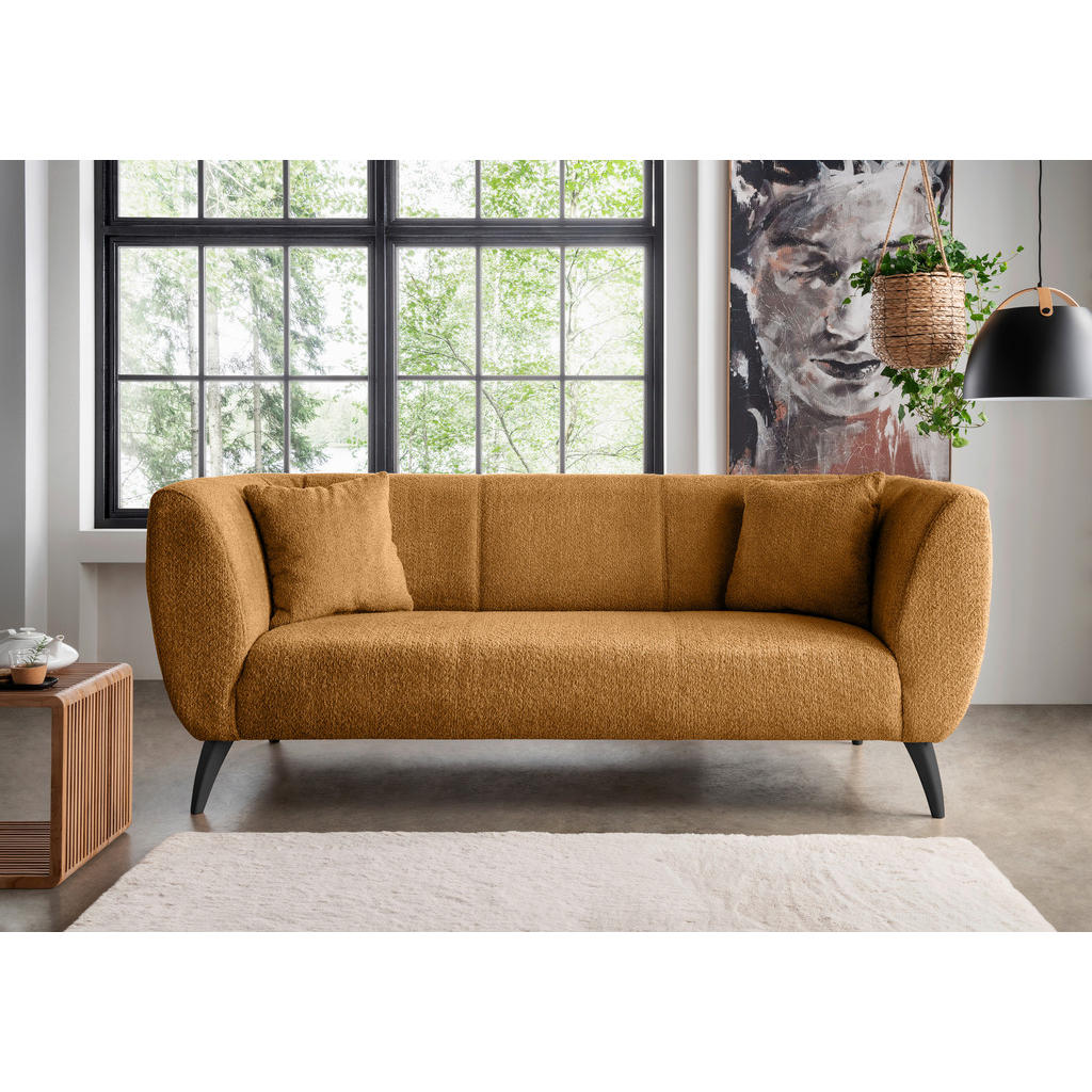 Thumbnail - Mid.you 3-Sitzer-Sofa, Gold, Textil, Buche, Uni, Füllung: Schaumstoff, 208x83x88 cm, Made in EU, Typenauswahl, Rücken ec...