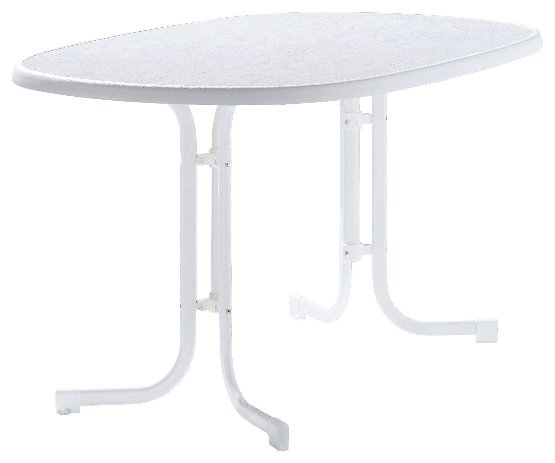 GARTENKLAPPTISCH 140/90/72 cm Metall oval  - Weiß, Basics, Kunststoff/Metall (140/90/72cm) - Sieger
