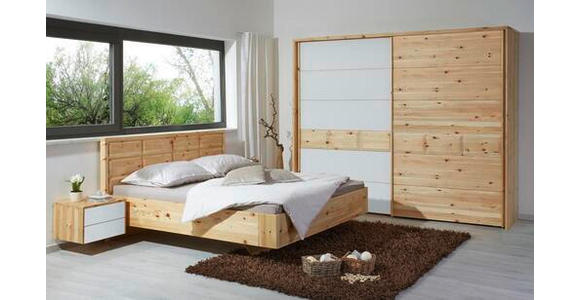 SCHWEBETÜRENSCHRANK in Weiß, Zirbelkieferfarben - Zirbelkieferfarben/Weiß, Natur, Glas/Holz (300/225/65cm) - Valnatura