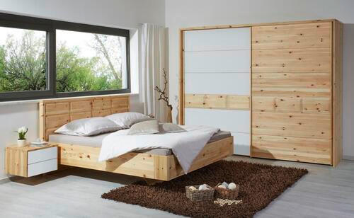 SCHWEBETÜRENSCHRANK  in Weiß, Zirbelkieferfarben  - Zirbelkieferfarben/Weiß, Natur, Glas/Holz (300/225/65cm) - Valnatura