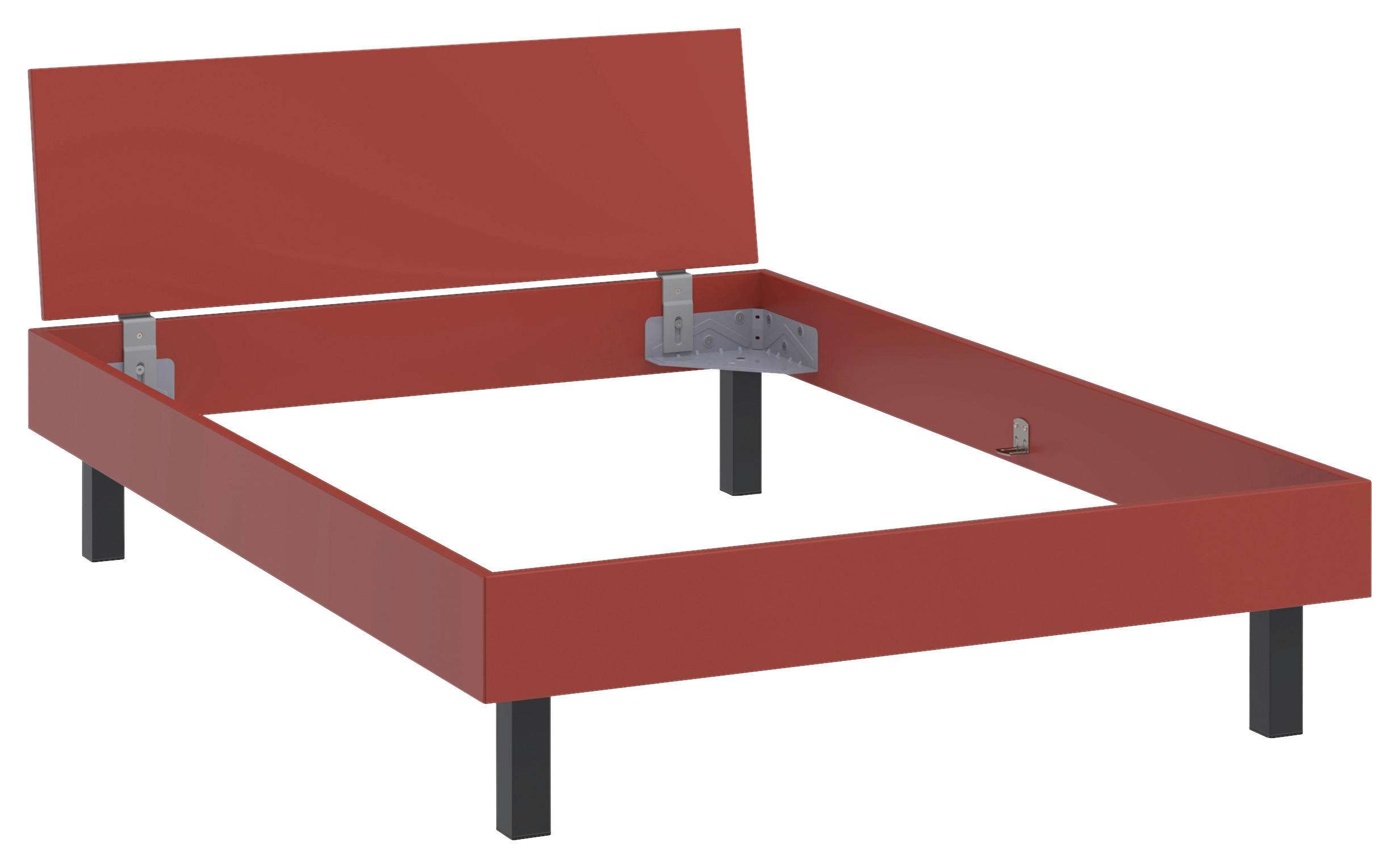 BETT 140/200 cm  in Rot, Koralle  - Koralle/Rot, Design, Holzwerkstoff/Metall (140/200cm) - Xora
