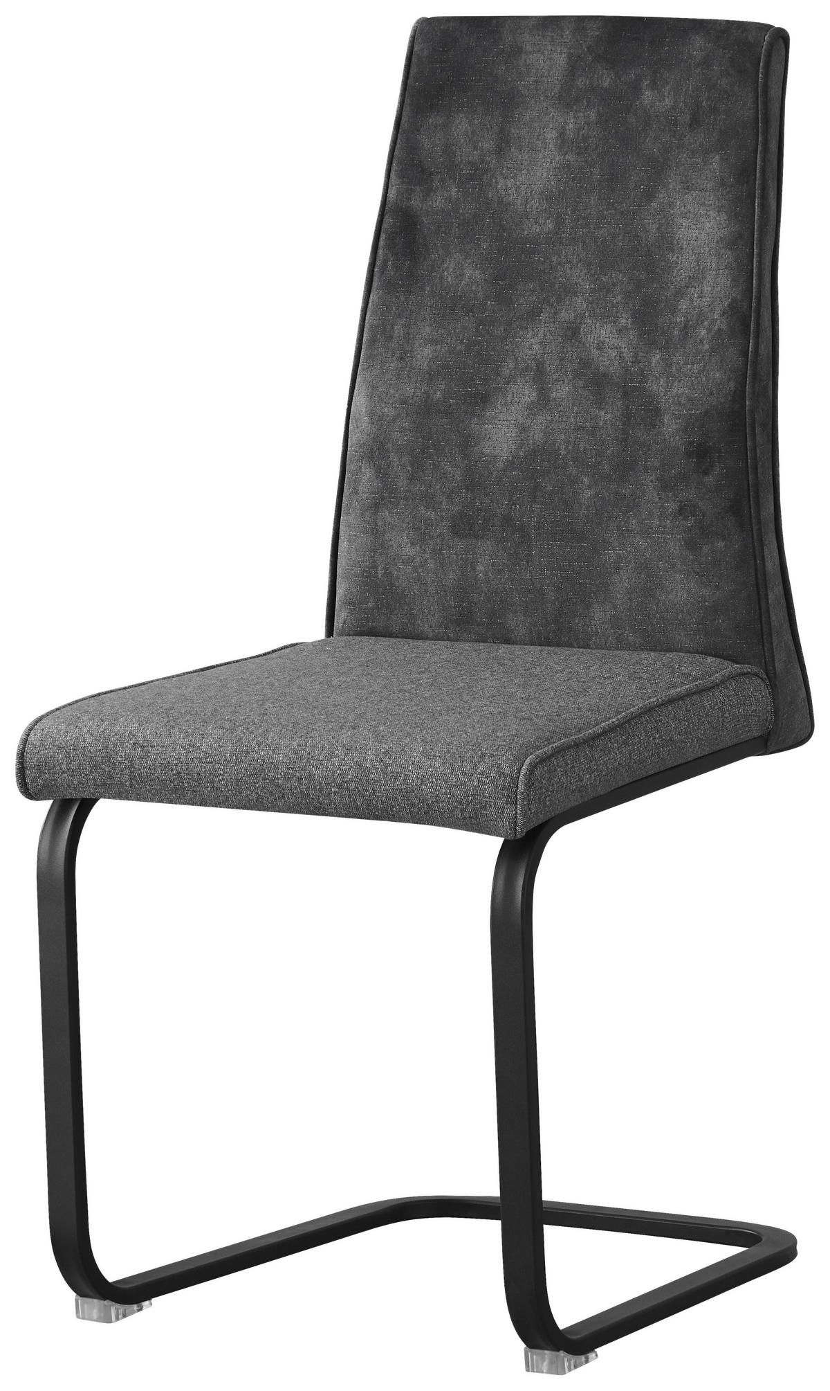 SCHWINGSTUHL  in Eisen Mikrofaser, Leinenoptik  - Dunkelgrau/Schwarz, KONVENTIONELL, Holz/Textil (46/94/62cm) - MID.YOU