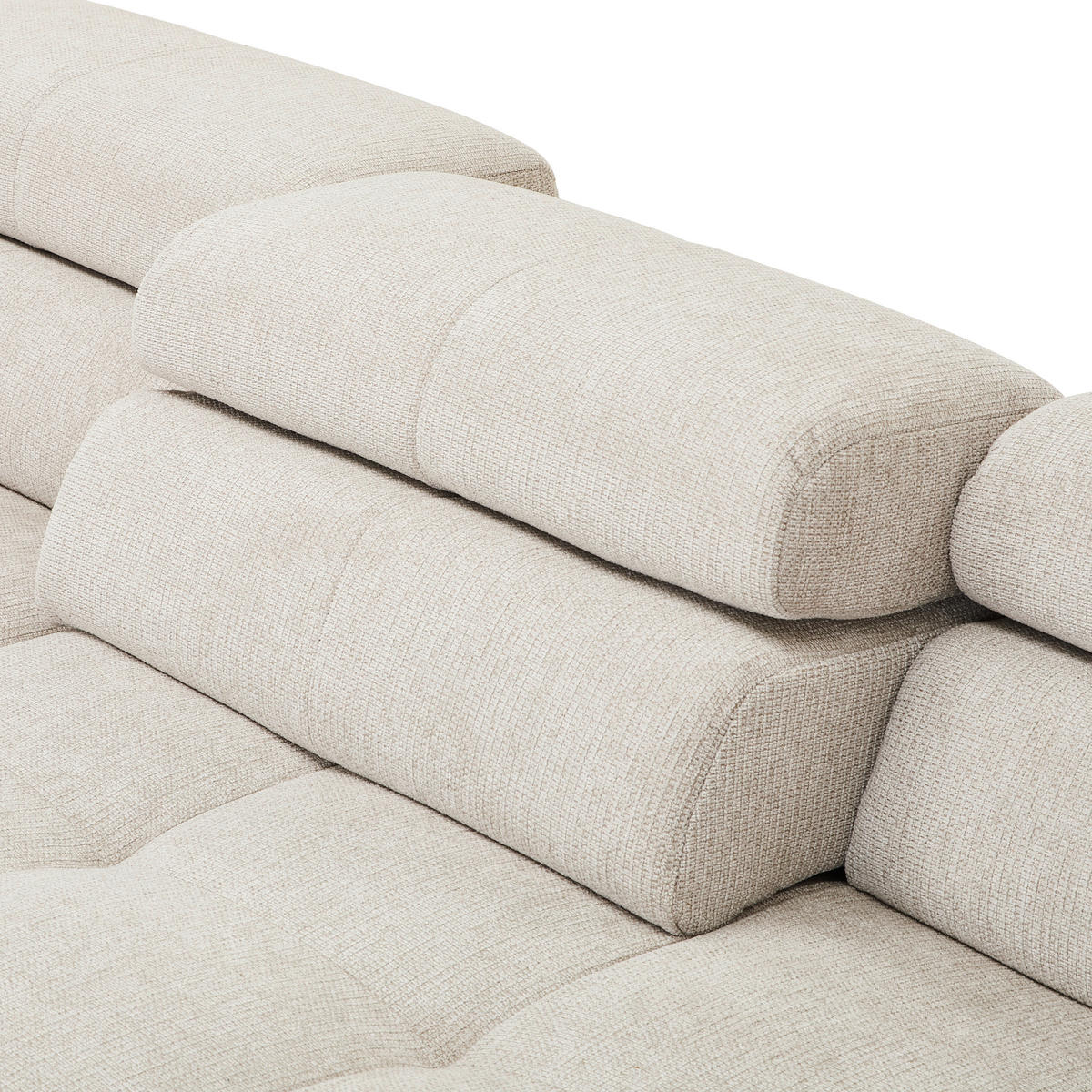 ECKSOFA Naturfarben Flachgewebe  - Chromfarben/Naturfarben, KONVENTIONELL, Textil/Metall (224/282cm) - Hom`in