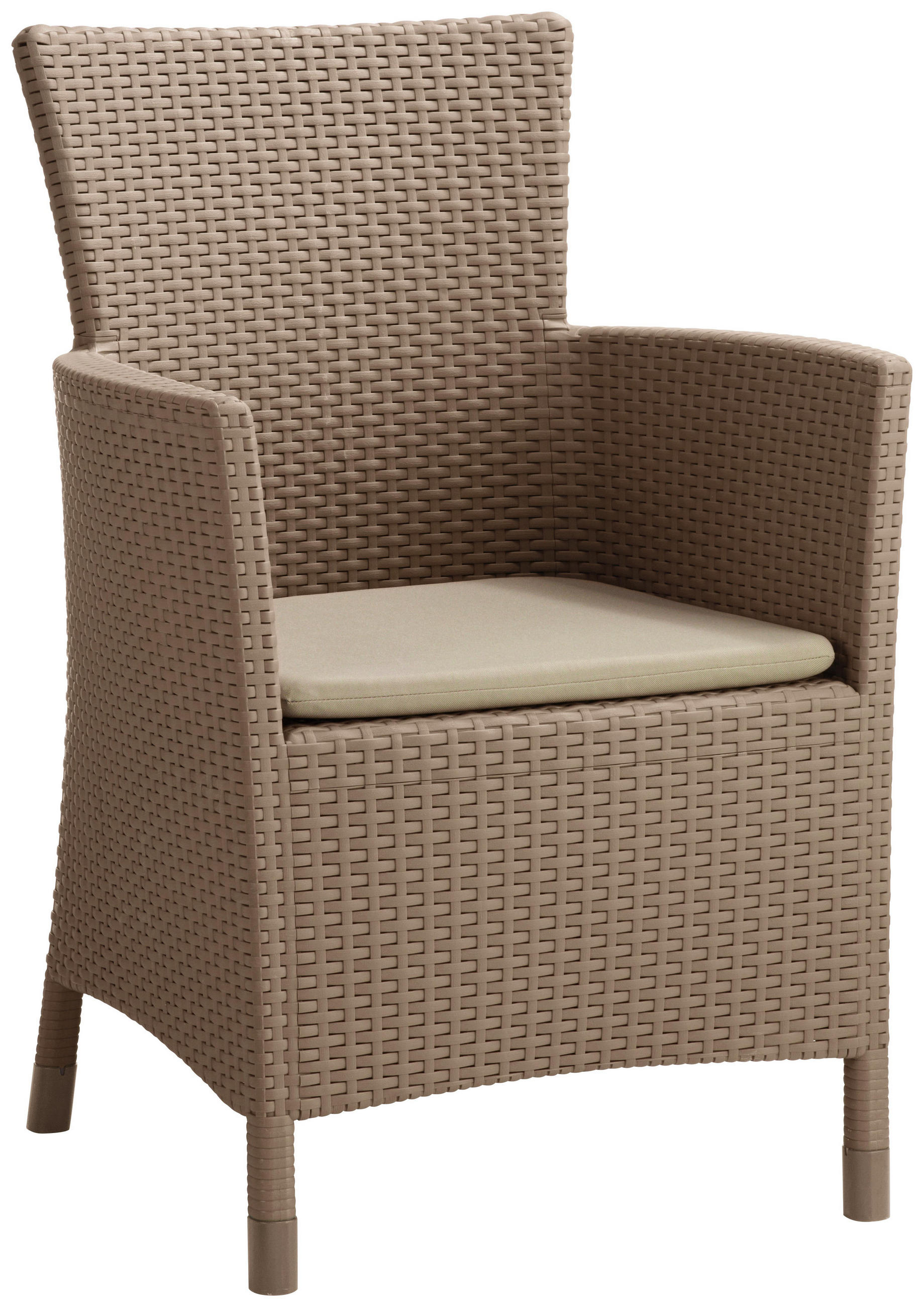 Gartenstuhl in Kunststoff, Textil Sandfarben, Cappuccino