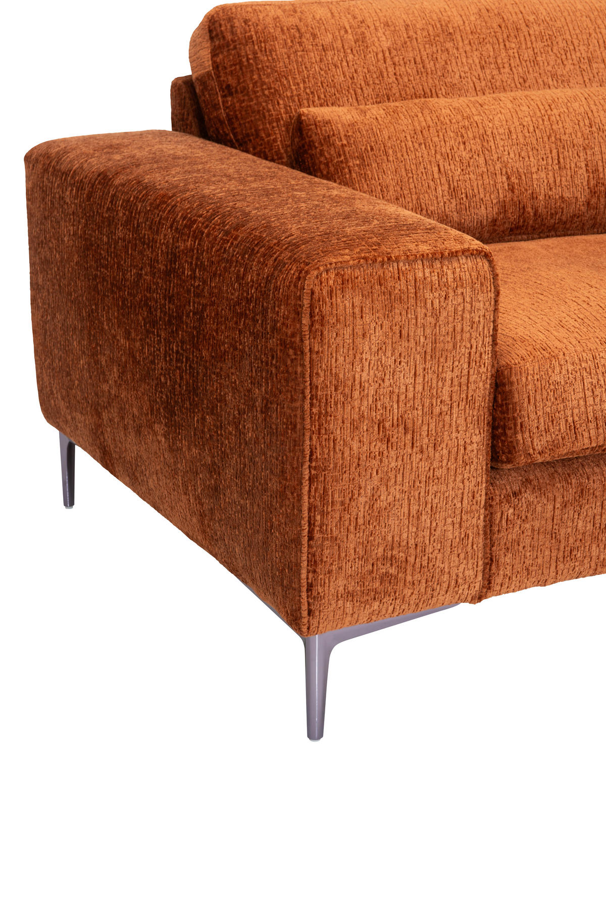 SOFFA i chenille kopparfärgad  - stålfärgad/kopparfärgad, Klassisk, metall/trä (360/80/190cm) - Welnova
