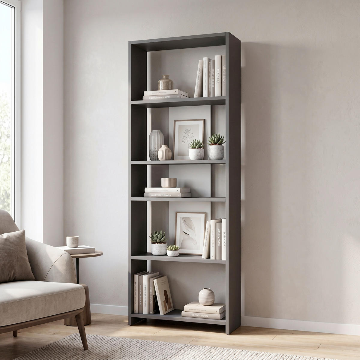 REGAL  56,9/160/25 cm Anthrazit, Grau  - Anthrazit/Grau, Design, Holzwerkstoff (56,9/160/25cm) - Livetastic
