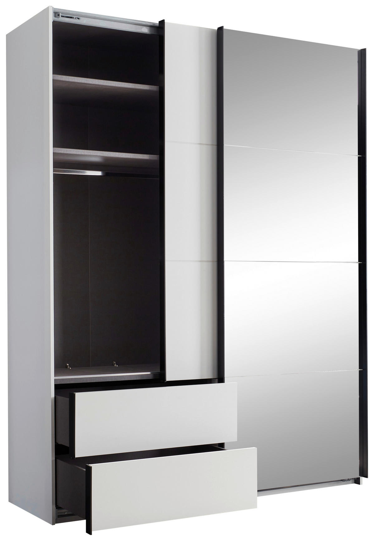 SCHWEBETÜRENSCHRANK  in Schwarz, Weiß  - Schwarz/Weiß, KONVENTIONELL, Glas/Holzwerkstoff (170/225,5/60,5cm) - Xora