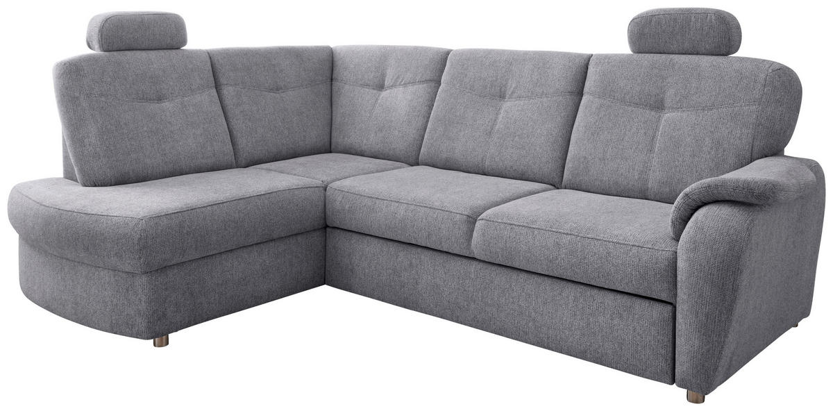 ECKSCHLAFSOFA in Chenille Silberfarben  - Chromfarben/Silberfarben, MODERN, Kunststoff/Textil (180/264cm) - Livetastic