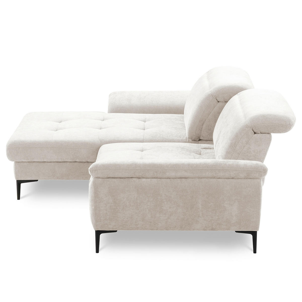 ECKSOFA  Webstoff Sandfarben  - Sandfarben/Schwarz, Design, Textil/Metall (195/268cm) - Livetastic