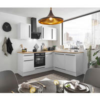 ECKKÜCHE 220/175 cm  in Weiß, Eichefarben  - Eichefarben/Schwarz, Design, Holzwerkstoff/Kunststoff (220/175cm) - MID.YOU