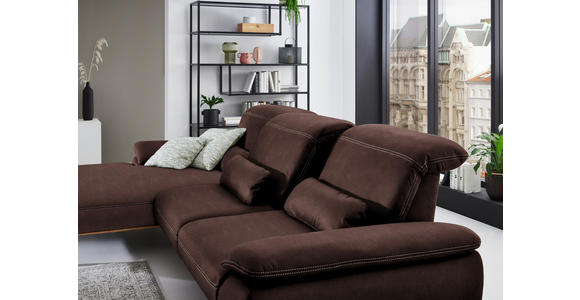 ECKSOFA in Mikrofaser Braun  - Beige/Schwarz, Natur, Holz/Textil (201/322cm) - Voleo