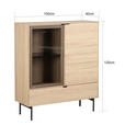 HIGHBOARD  100/120/40 cm 1 Schublade(n)  - Eichefarben/Schwarz, KONVENTIONELL, Glas/Holzwerkstoff (100/120/40cm) - Xora