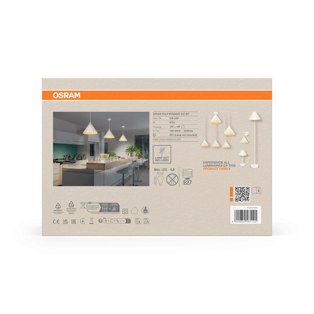 HÄNGELEUCHTE 31/168 cm  - Basics, Papier/Metall (31/168cm) - Osram
