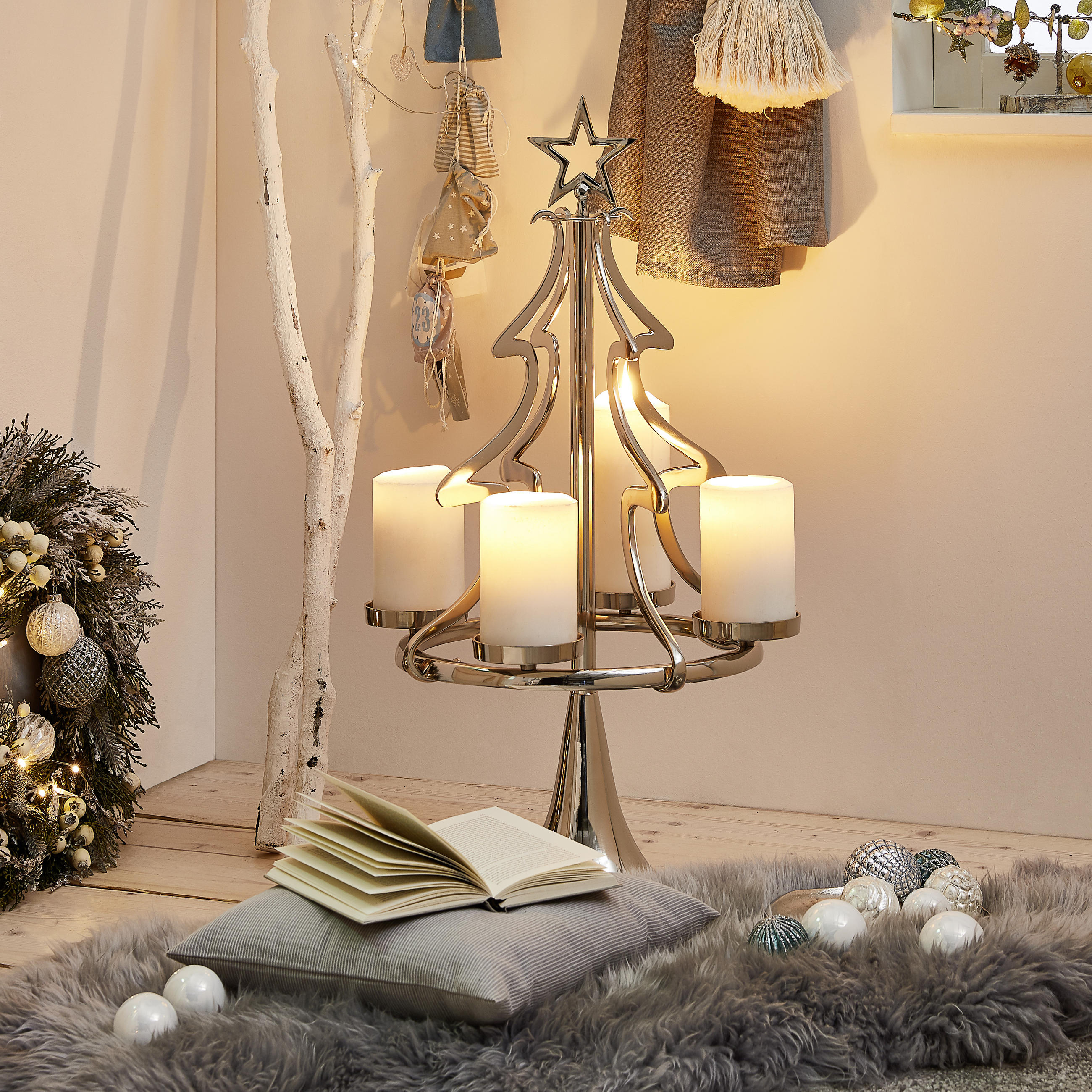 DEKOWEIHNACHTSBAUM  - Silberfarben, Trend, Metall (48/86cm) - X-Mas
