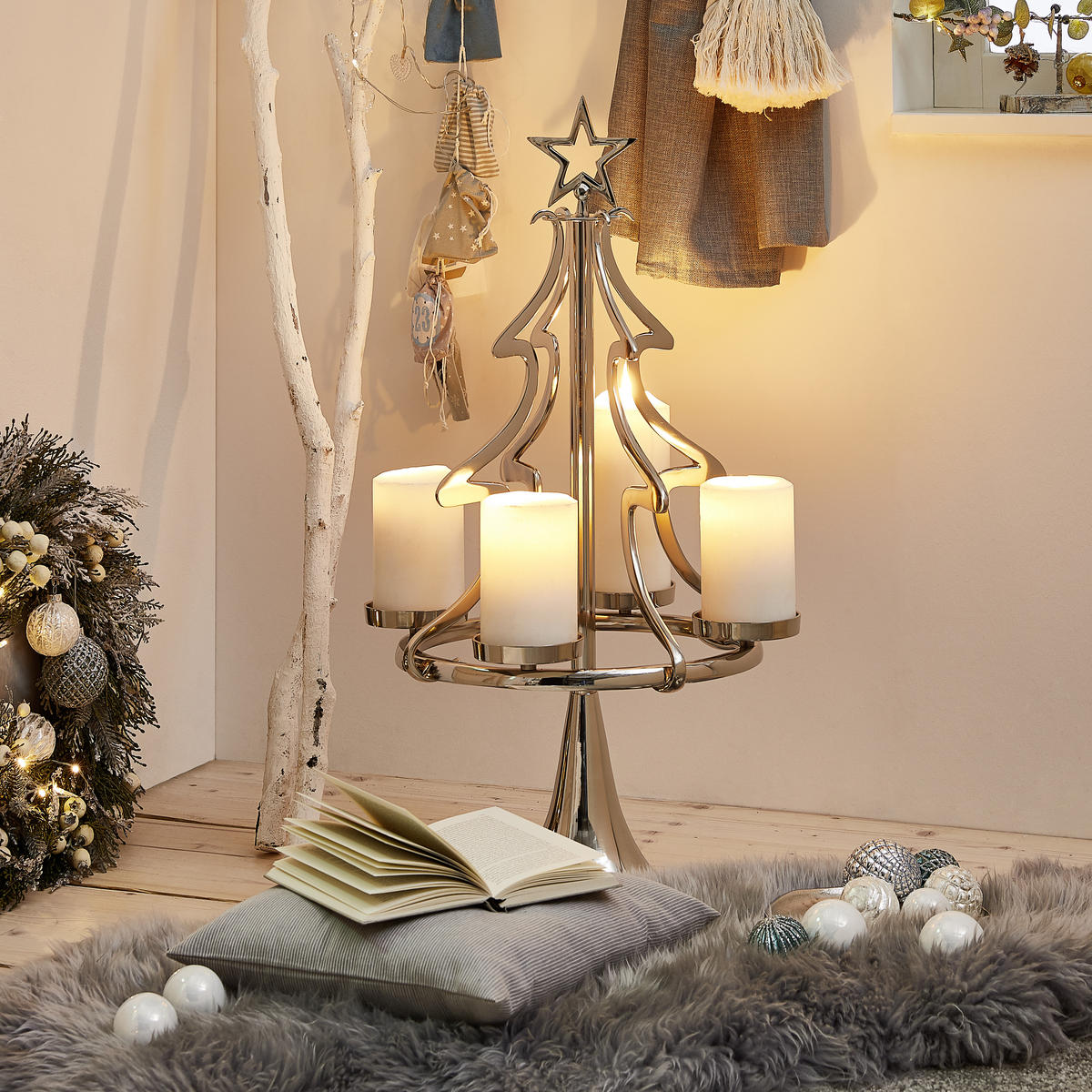 DEKOWEIHNACHTSBAUM  - Silberfarben, Trend, Metall (48/86cm) - X-Mas