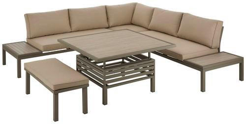 DINING-LOUNGESET 248/248 cm Aluminium  - Taupe/Beige, Design, Glas/Textil (248/248cm) - Amatio