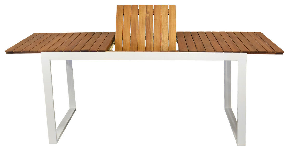 GARTENTISCH 150-200/90/74 cm Holz, Metall rechteckig  - Naturfarben/Weiß, MODERN, Holz/Metall (150-200/90/74cm) - Gardenson