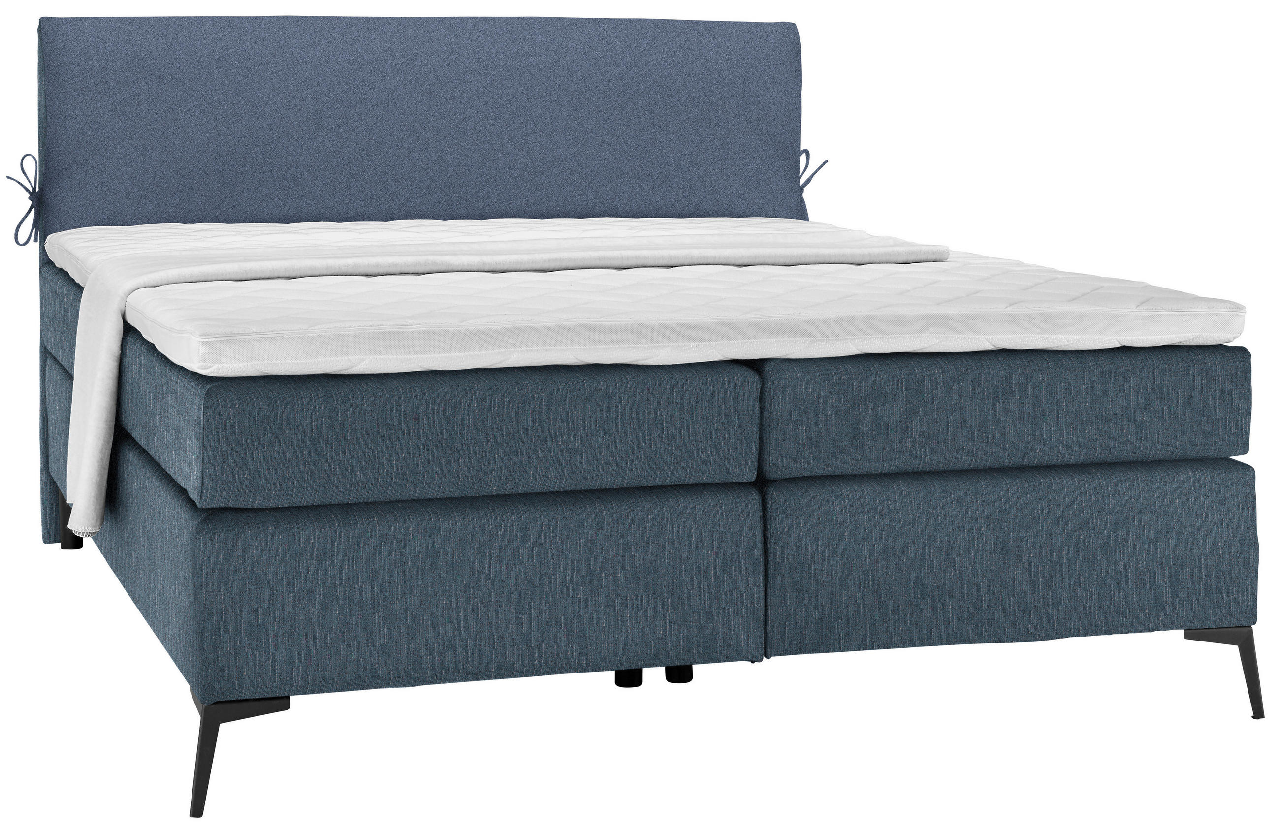 BOXSPRING POSTELJA 200 cm   x 200 cm  , tekstil modra, temno modra  - modra/črna, Design, kovina/tekstil (200/200cm) - Hom`in